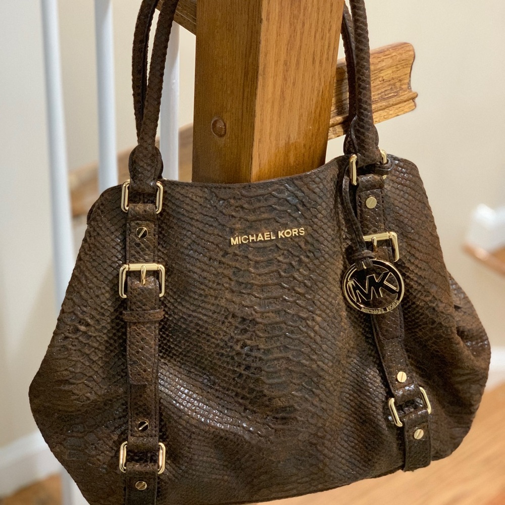 Michael Kors brown medium hobo bag and wallet
